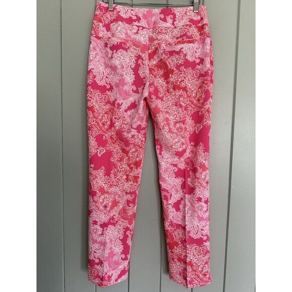 Ibkul Pascha Pants Women’s 8 Pink Baroque Floral Paisley Golf Active Pockets - Picture 5 of 6